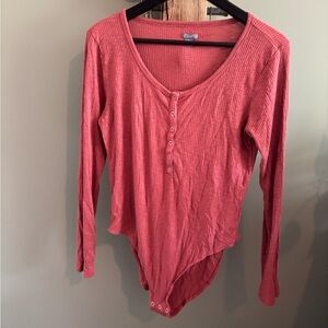 Aerie Pink Long Sleeve Bodysuit